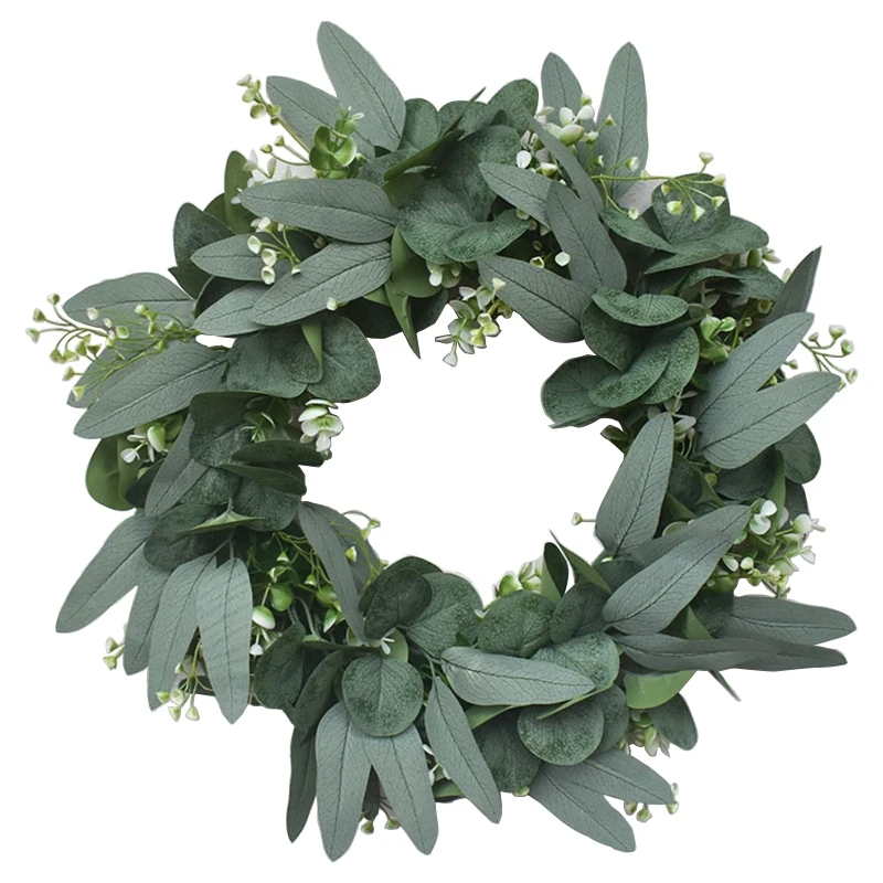 

17'' Eucalyptus Wreath for Front Door Artificial Plants Background Wall Window Decorative Wedding Home Decor Wholesale