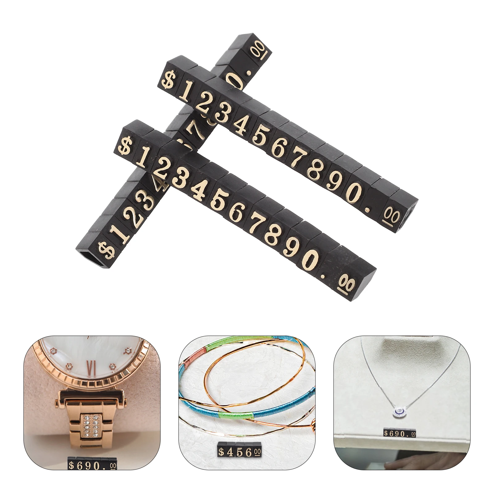 

3pcs Mini Cube Price Tag Display Number Letter Label Stand Block Kit Adjustable Retail Shop Counter Silver Jewelry Clothing Wine