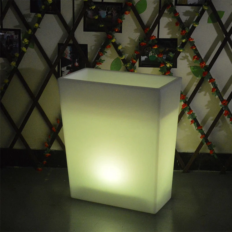 LED Square Flower Pots 60*31*70cm Balcony Decorations Indoor Outdoor Floor Pots For Plants Gradening Luminous Home Decor Riq-F70