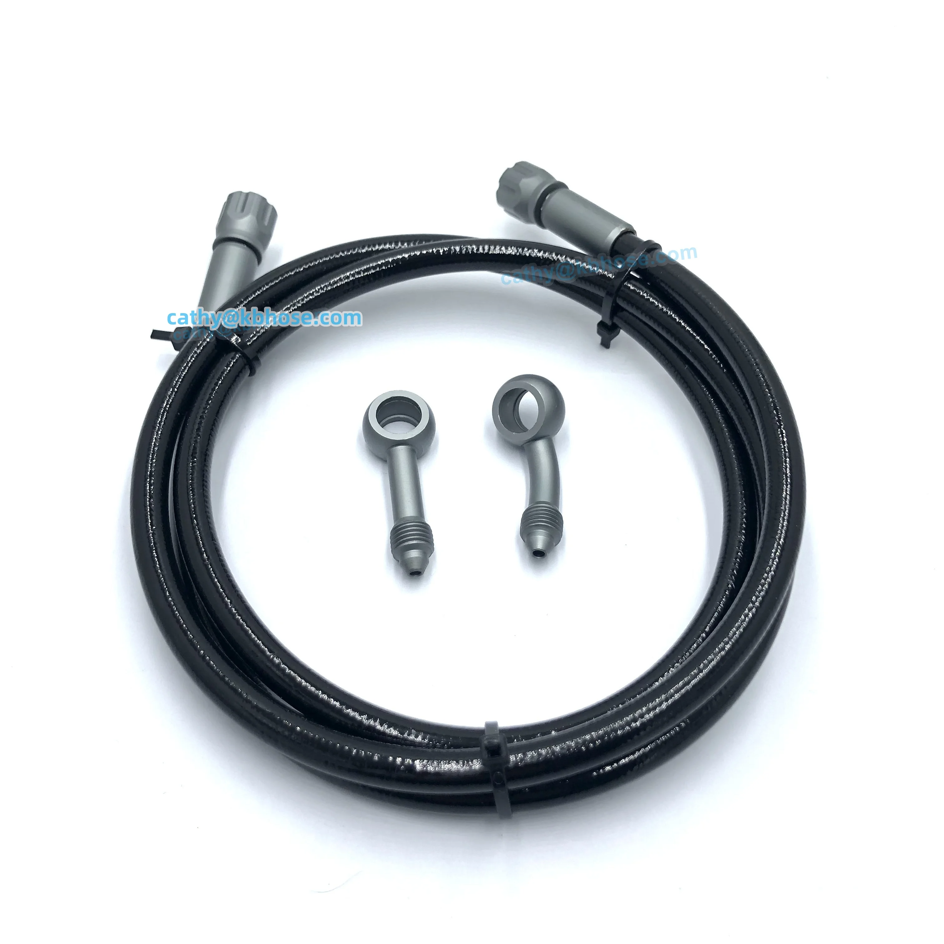 AN3 3AN Stainless Steel Braided Brake Hose Line Assembly with Crimp Banjo Fittings