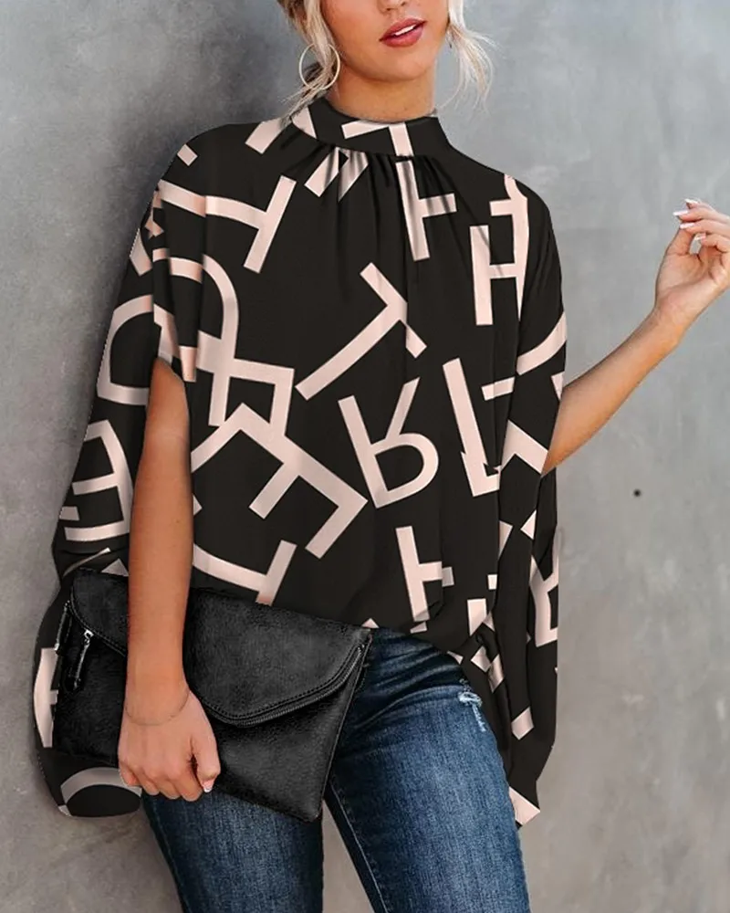 

Женская блузка большого размера с накидкой и рукавами, кафтан с завязками на шее, свободные топы, весна-лето, шифоновая рубашка