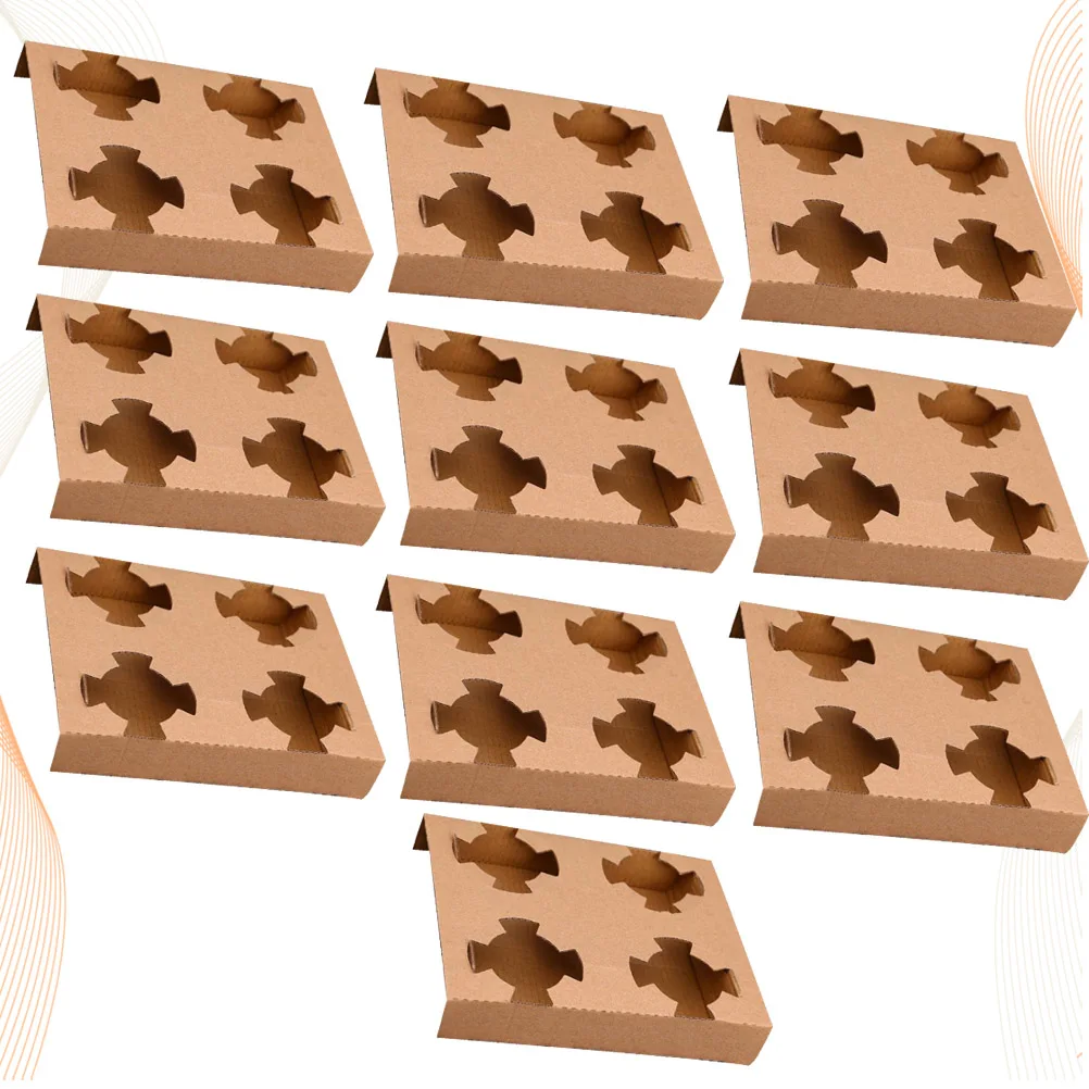 

10pcs Cup Holder Portable Drink Carrier Eco Friendly Packing Cup Holder Paper Takeout Tray Disposable Packing
