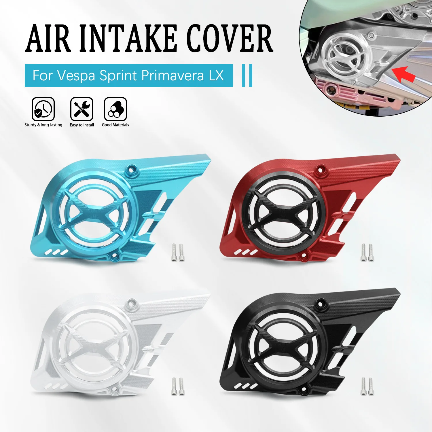 For Vespa Sprint LX150 Primavera S125 Motorcycle Air Intake Protector Cover Accessories Engine Air Inlet  Fan Guard Replace