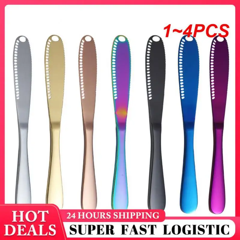 1~4PCS Cheese Butter Knife Mirror Polishing Cream Decorative Knife Wholesale Butter Knife Tableware Baking Scraper Seven Color