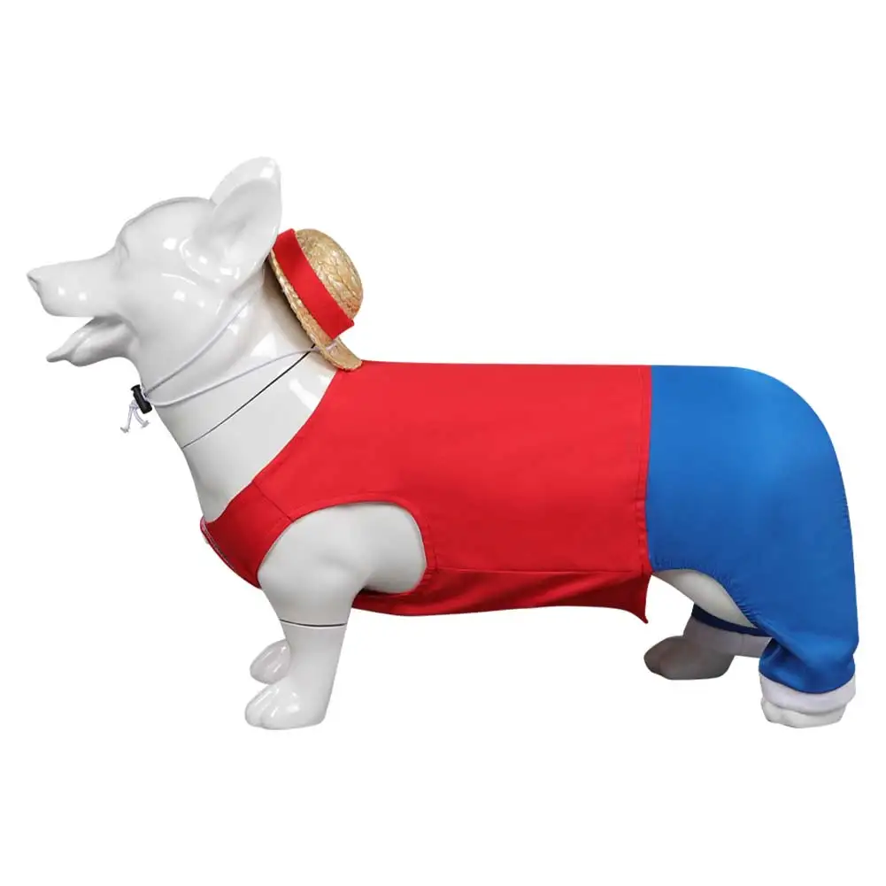 Disfraz de Luffy para mascota, traje de Carnaval para Halloween, gato y perro