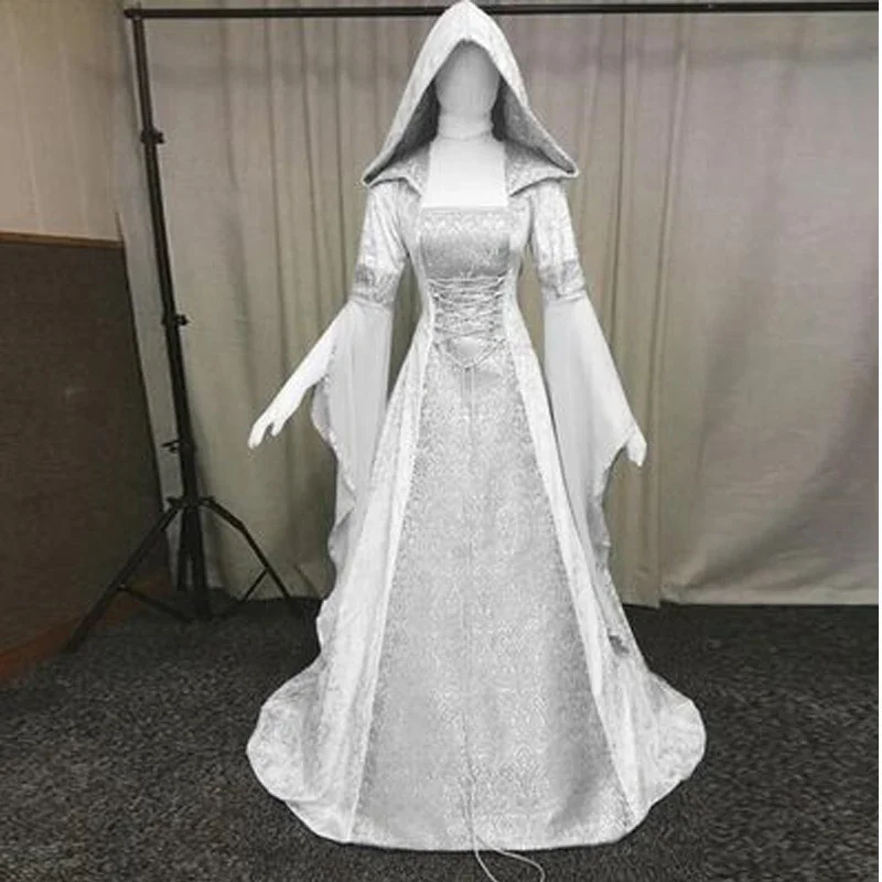 Medieval Victorian Dress Renaissance Gothic White Black Red Gray Velvet Dress Halloween Costume For Lady Plus Size 5XL