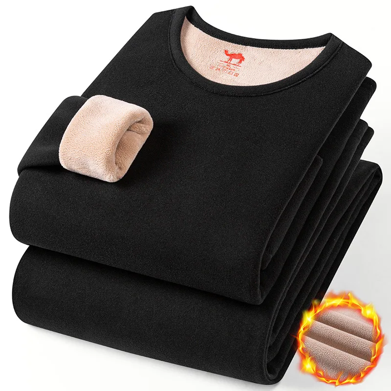 FW24 Upgraded Women super thicken Camels wool thermal underwear sets O neck fleeced wool thicken cold long John for winter wear