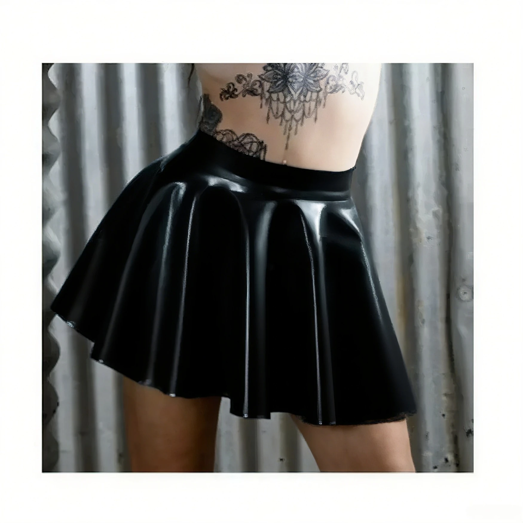 Falda de látex personalizada para lago, minivestido de látex acampanado, falda Sexy para chica, ropa de club cosplay de goma hecha a mano