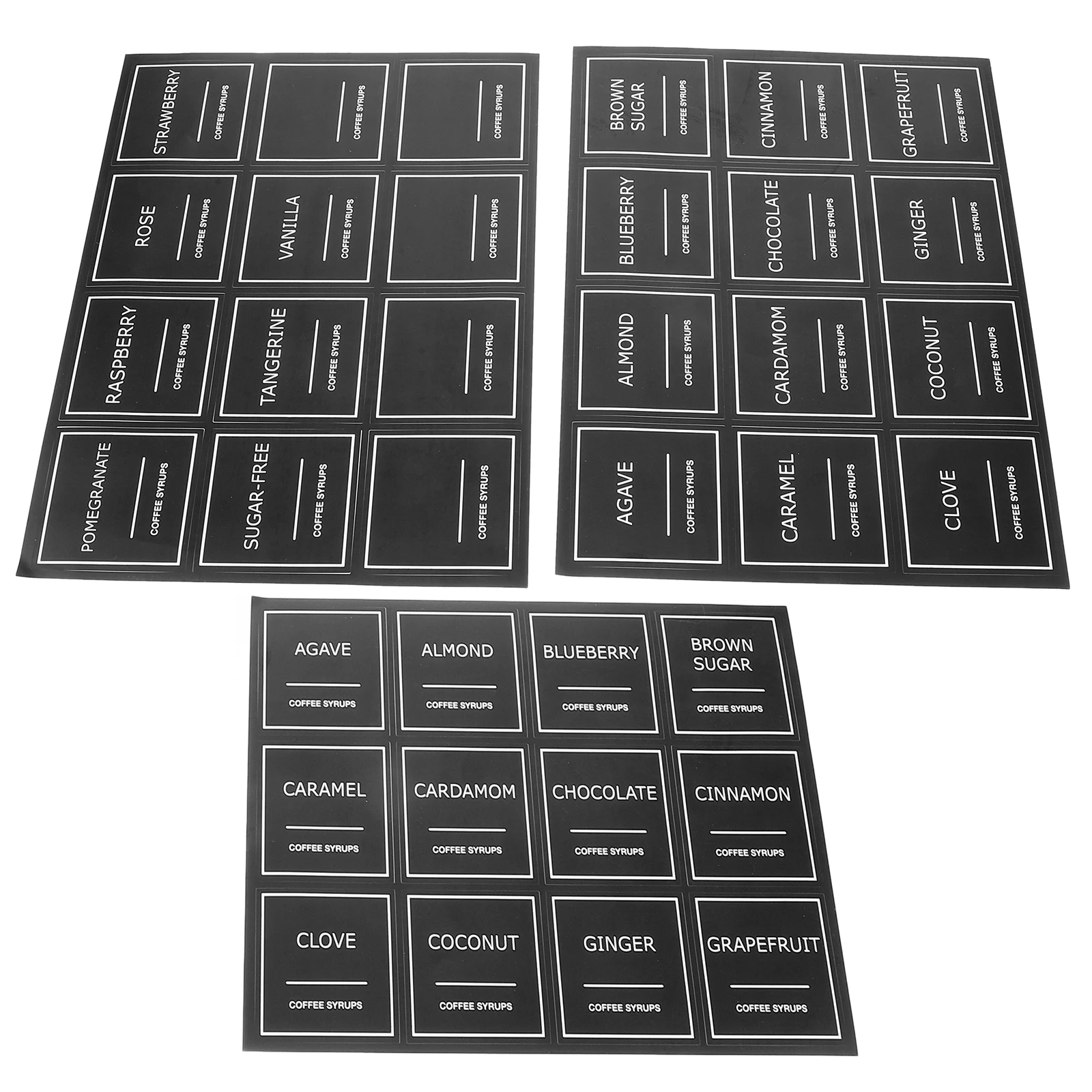 

36 Coffee Labels 2 5 Inch PVC Reusable Kitchen Stickers Syrup Bottles Jars Containers Blackboard Style Coffee Bar Essentials
