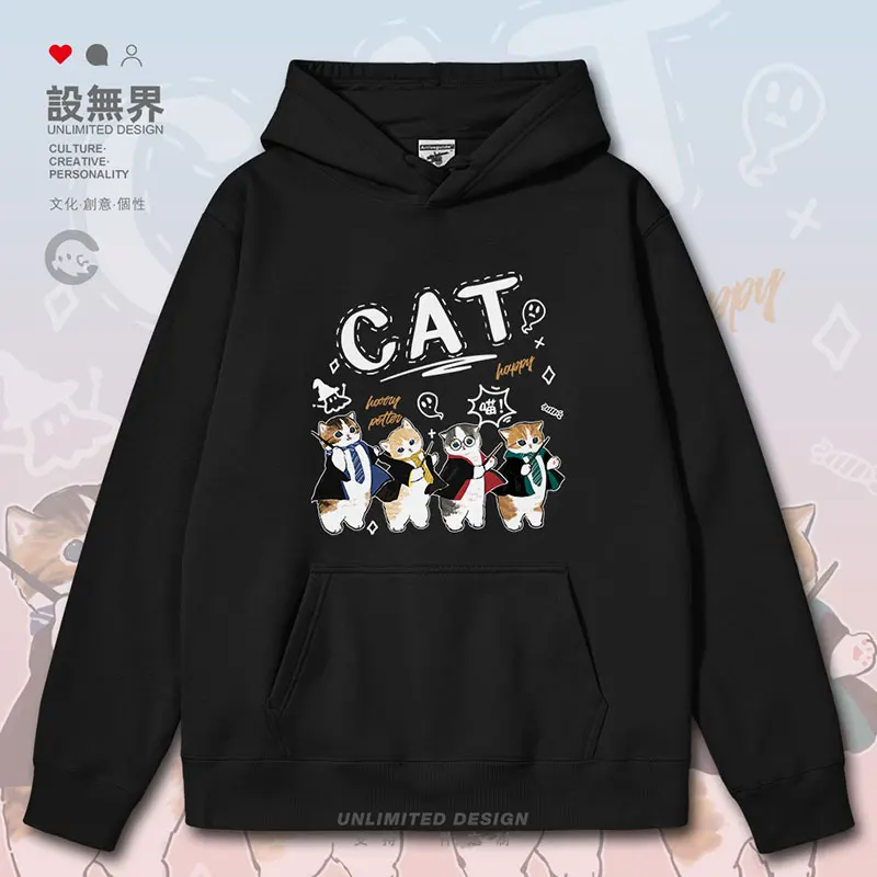 Cat Family Cos Magician Cute Cartoon Graffiti Personality mens hoodies men pullovers sports sweatshirt autumn winter clothes