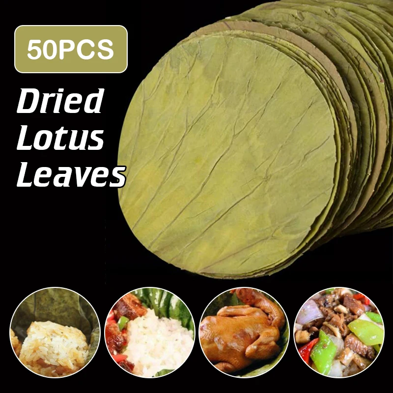 50Pcs 22cm Big Natural Dried Lotus Leaves Disc For Outdoor Kitchen Food Tray Glutinous Rice Chicken Making Kitchen Accessories