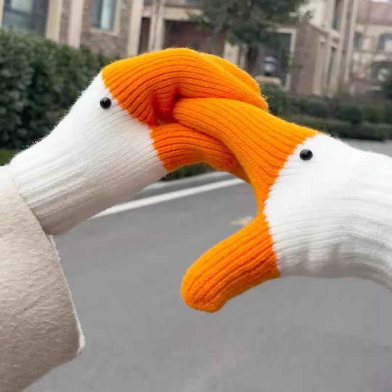 

Забавные вязаные варежки с большим гусем, милые перчатки без пальцев с животными, теплая мягкая зимняя ручная одежда для детей и взрослых, новые подарки на открытом воздухе