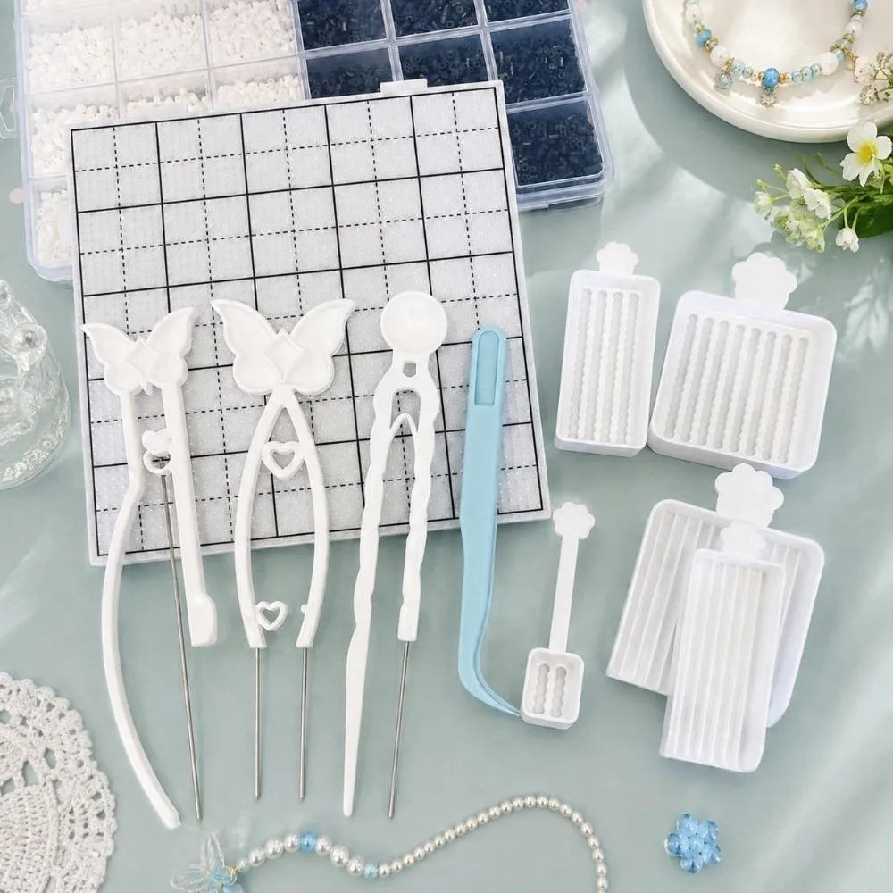 10Pcs 2.6mm Fuse Beads Picking Tray Kit Handheld Single/Double Needle Perler Bead Auxiliary Tool with Pliers Efficient Padding