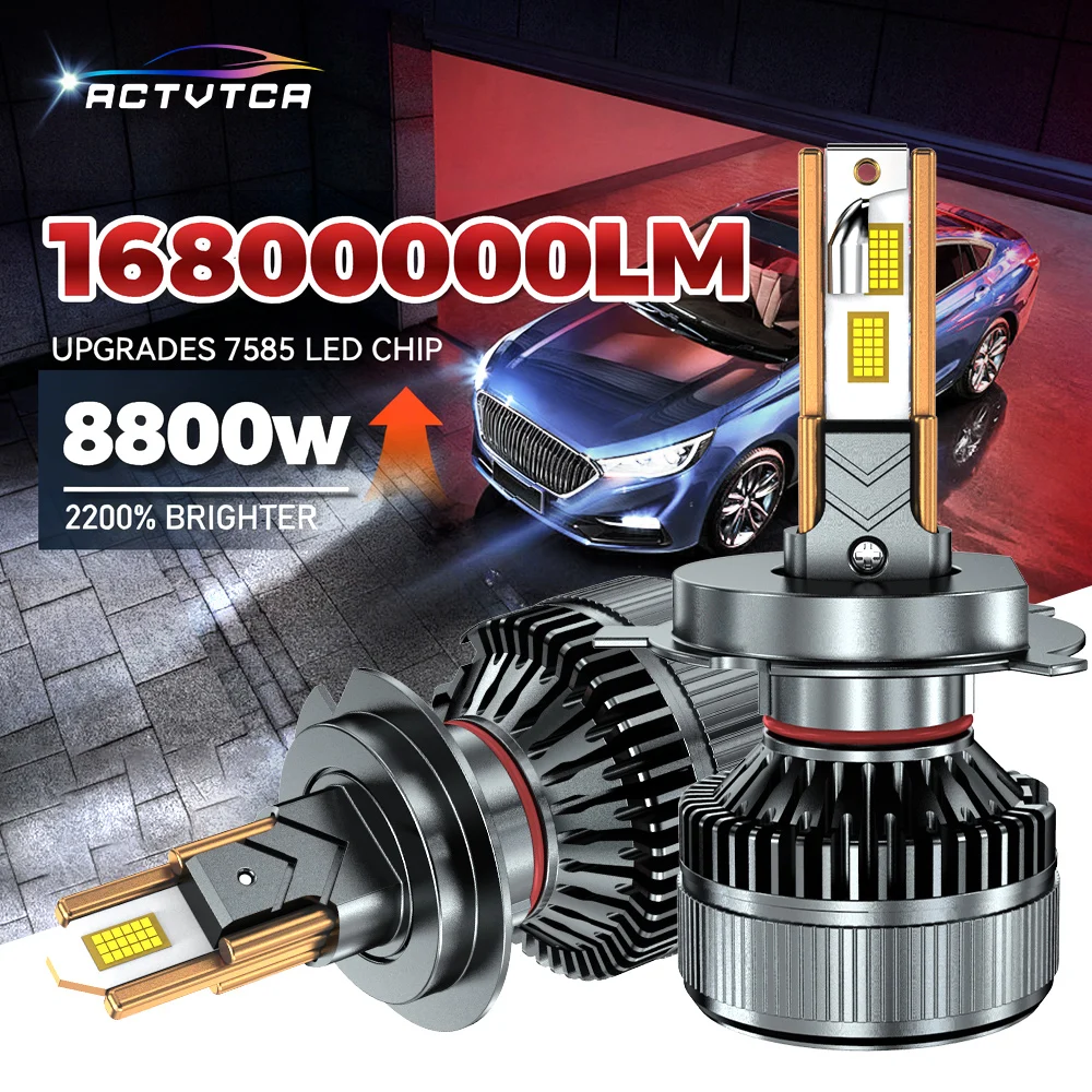 ACTVTCA 8800W 16800000LM 9005 9006 LED Headlight Bulbs Super Bright 6 Copper Tube 12V 24V IP68 H1 H11H7 H4 Car Headlight 6000K