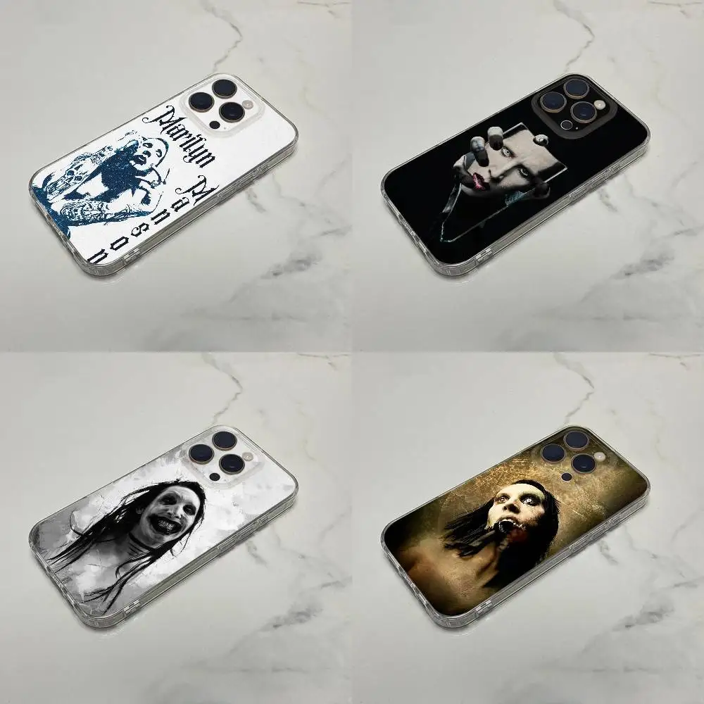 

M-Marilyn Manson Phone Case For iPhone 16,15,14,13,12,11 Plus,Pro,Max,XR,XS,Plus,E,SE4,Mini Transparent Box