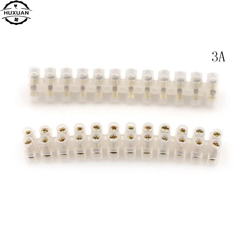 2pcs 3A 6A 10A 20A Screw Terminal Barrier Connector Electrical Wire Connection 12Position Barrier Terminal Strip Block