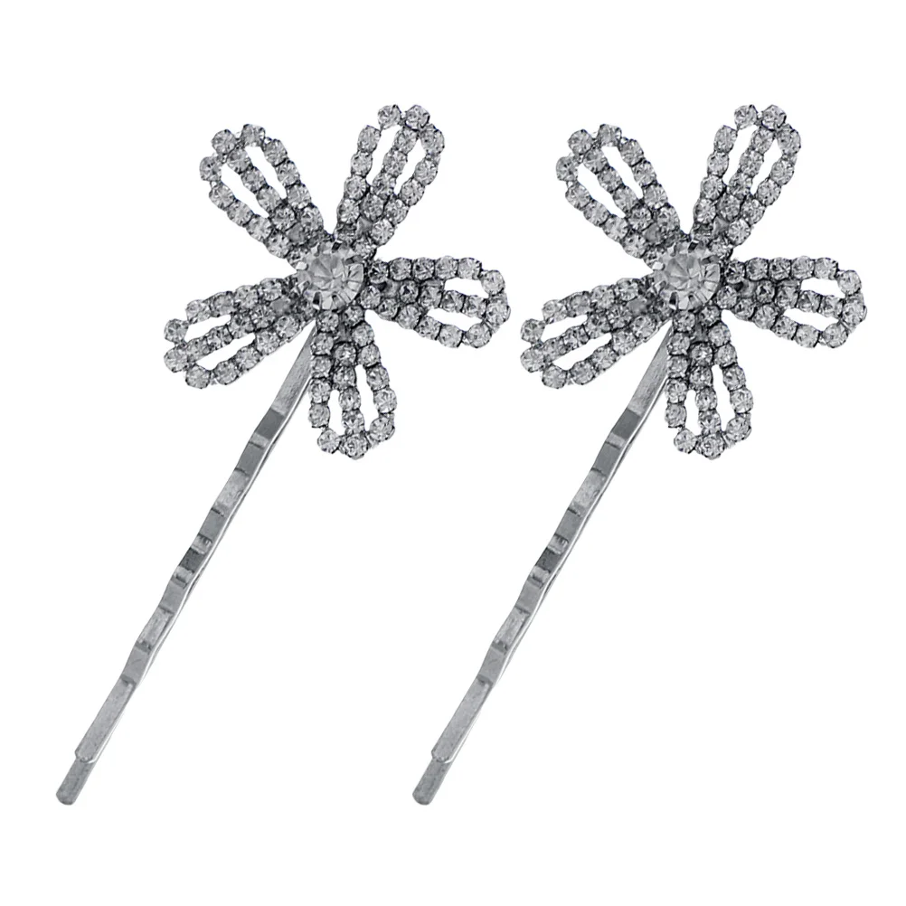 

2Pcs Rhinestones Flower Hair Clips Crystal Hairpin Elegant Accessories for Party Wedding Hair Clip Rhinestones Hairpin