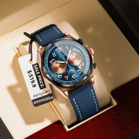 POEDAGAR Luxury Men Quartz Watch Waterproof Luminous Chronograph Date Man Watch Nylon Leather Strap Outdoor Sports Men's Watches