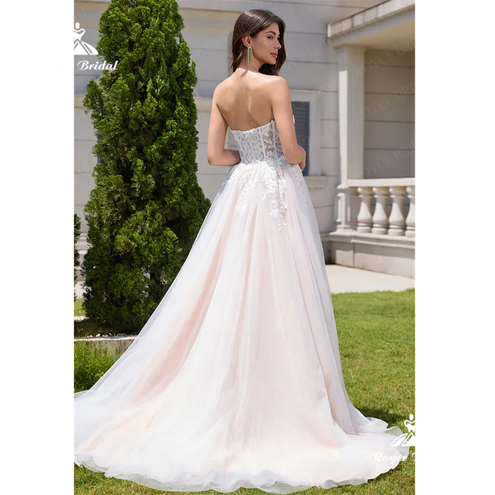 Roycebridal-Robe de mariée sans bretelles A-Line, Robe de mariée en dentelle, Robe de mariée éducative, 2025