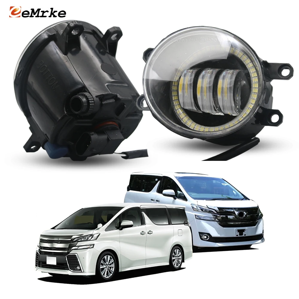 Led Or Halogen Fog Lights For Toyota Vellfire AH30 2015 2016 2017 2018 Angel Eyes DRL Halo Day Light Daytime Running Lamp