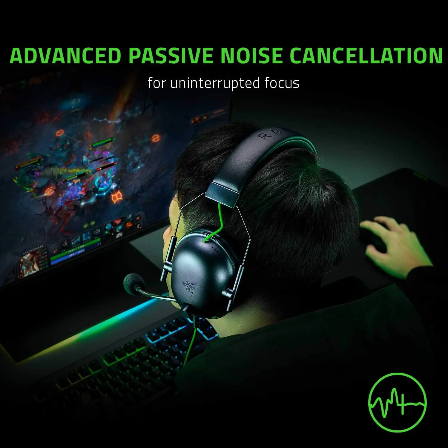 Razer-auriculares BlackShark V2 X con cable, dispositivo de audio con cancelación de ruido pasiva avanzada, sonido envolvente 7,1, micrófono cardioide hiperclaro