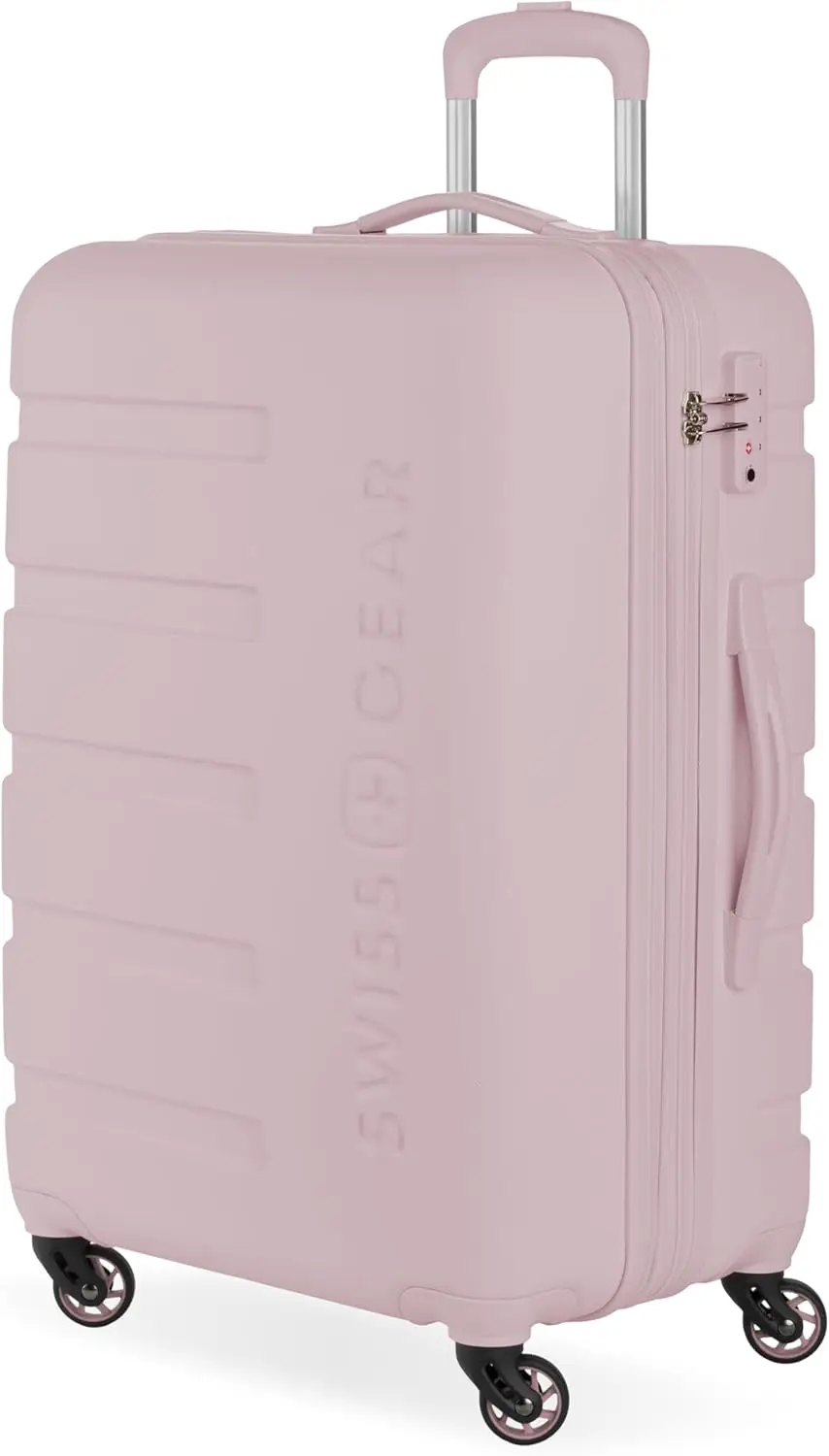 

Hardside Expandable Luggage with Spinner Wheels, TSA Lock, Pink, Checked-Medium 23-Inch