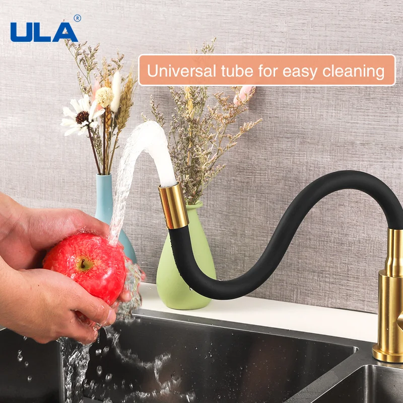 ULA kitchen faucet stainless steel hot cold water mixer tap 360 degree rotate flexible spout sink faucet kitchen gold tap