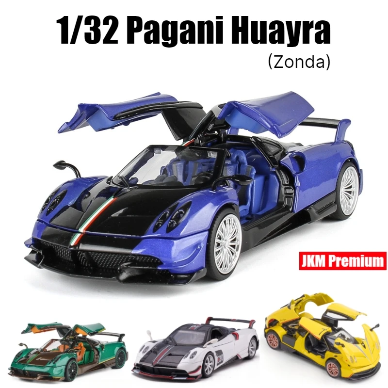 1/32 Pagani Huayra Roadster Zonda Dinastia Miniature Toy Car JKM Diecast Super Sport Model Sound & Light Collection Pull Back