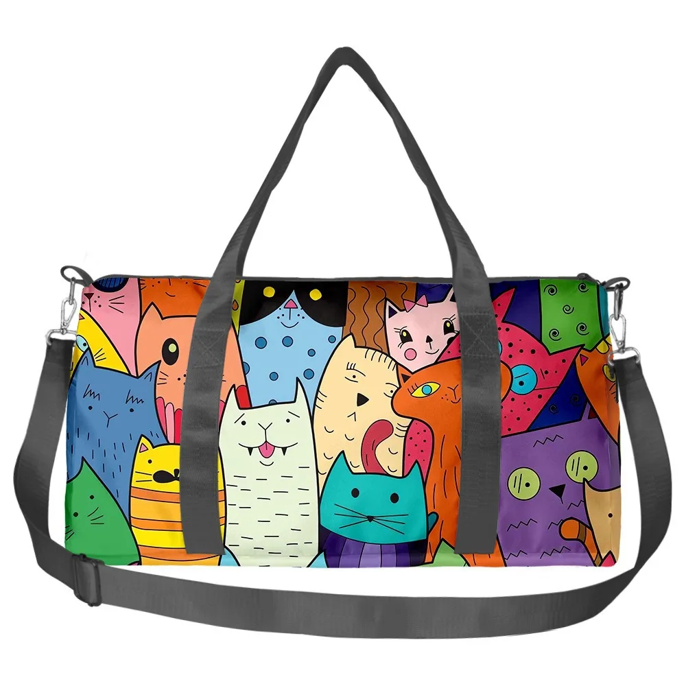 Trendy Popular Funny Novelty Dogs cats 3D Printed Travel Bags Barrel Shape Crossbody Bag Outdoor Sports Bags Gym Yoga Bag
