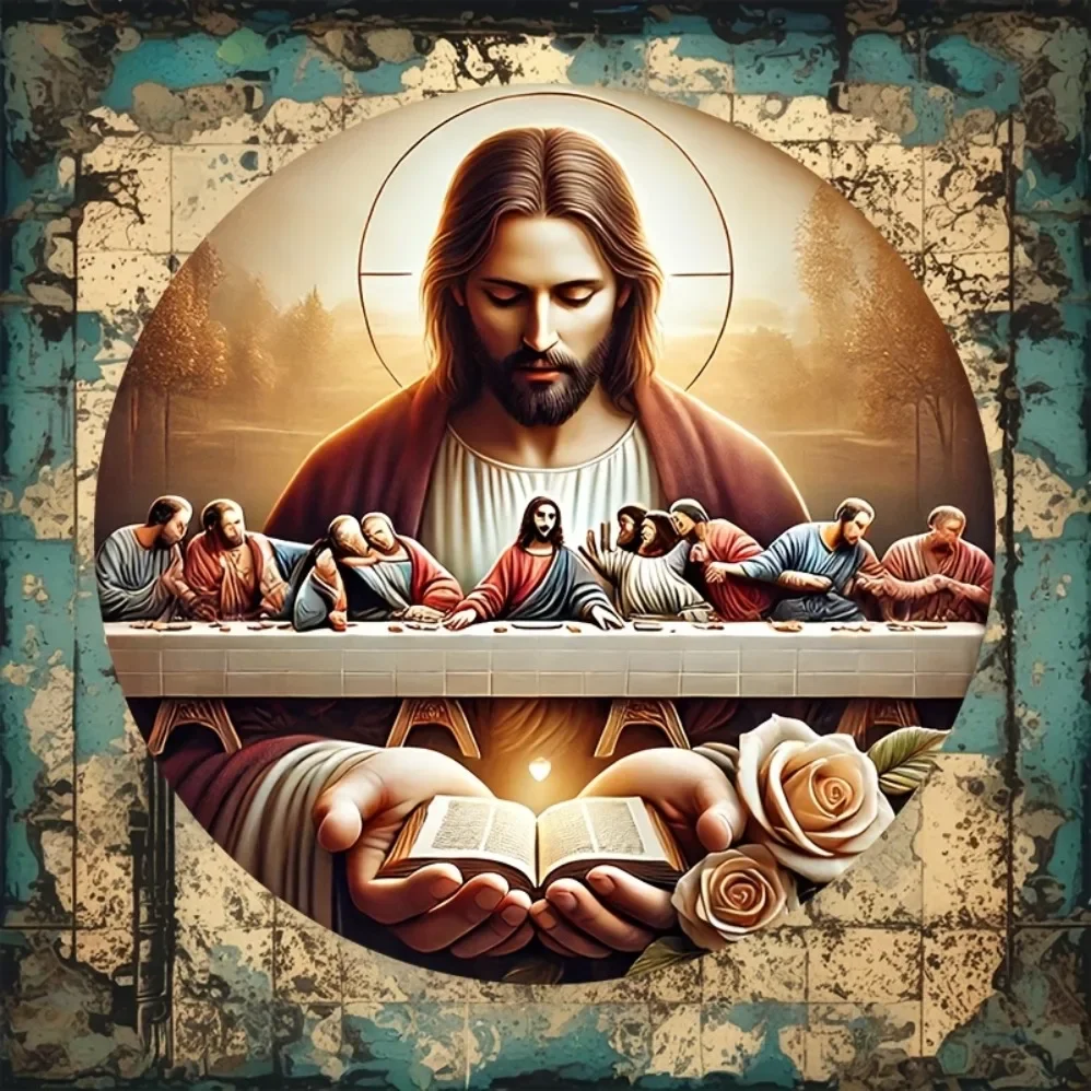 Vintage Christian Iron Wall Art (1pc) | Round Religious Decor, Inspirational Jesus and Apostles Design – Perfect for Church,