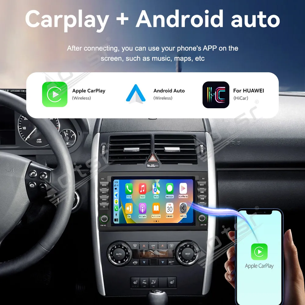 

8-дюймовый Android 14 Carplay для Mercedes-Benz A W169 2004-2012 GPS-навигация Автомобильный радиоприемник HD с сенсорным экраном Мультимедиа Авто Стерео
