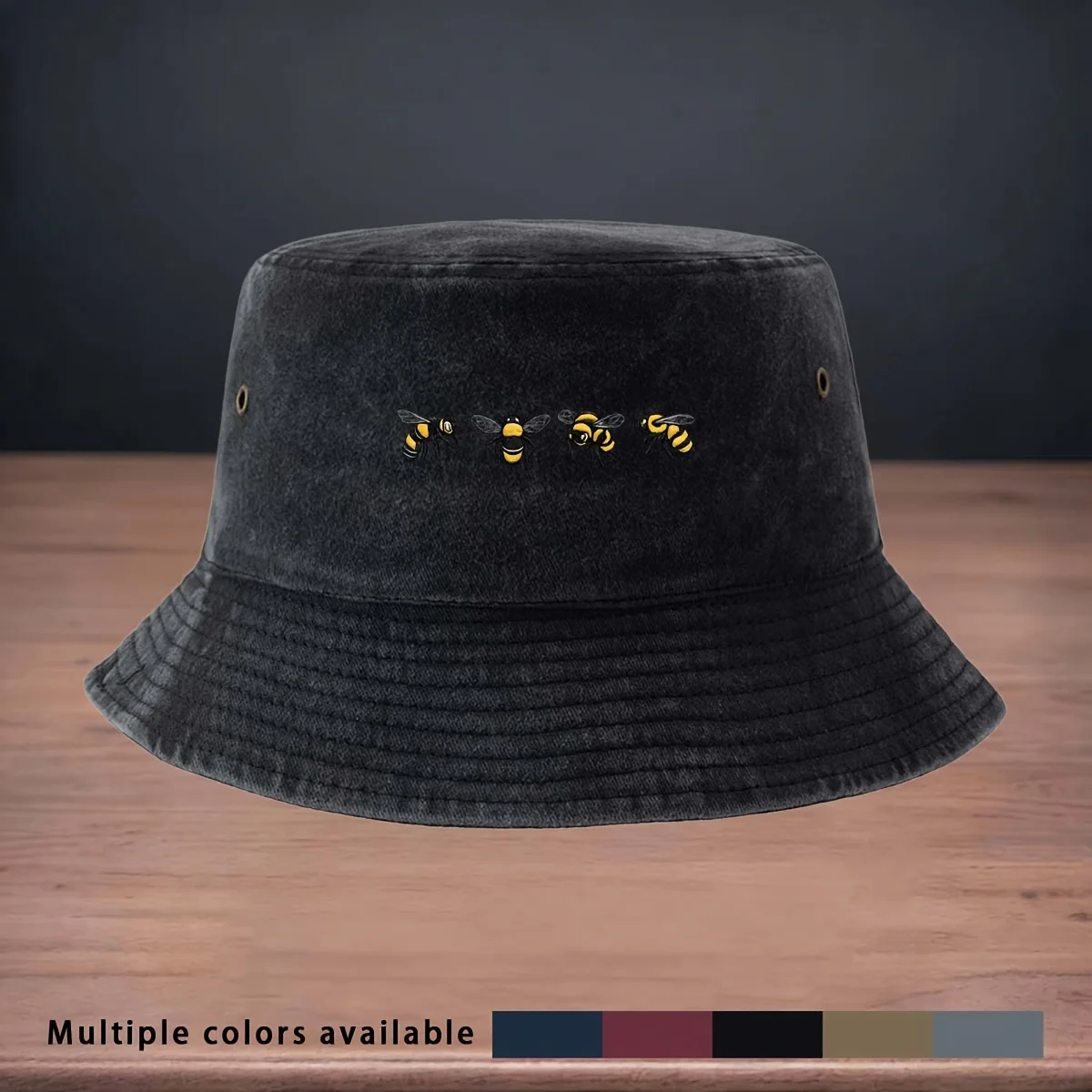 High-quality Printed Bee Pattern Bucket Hat in Different Directions, a Versatile Fishing Hat for Lure Fishing, Foldable for Easy