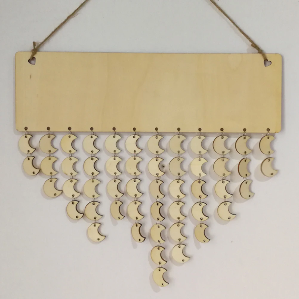 

Wooden Board Calendar Hanging Rope 50 Moon Family Friends Birthday Reminder Home Decoration Hanging Calendar