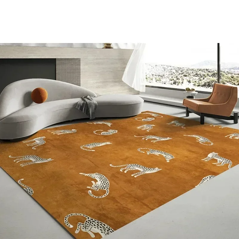 Leopard Decoration Living Room Carpet Large Area Light Luxury Home Coffee Tables Plush Mat Fashion Bedroom Rug Ковер Tapis 러그