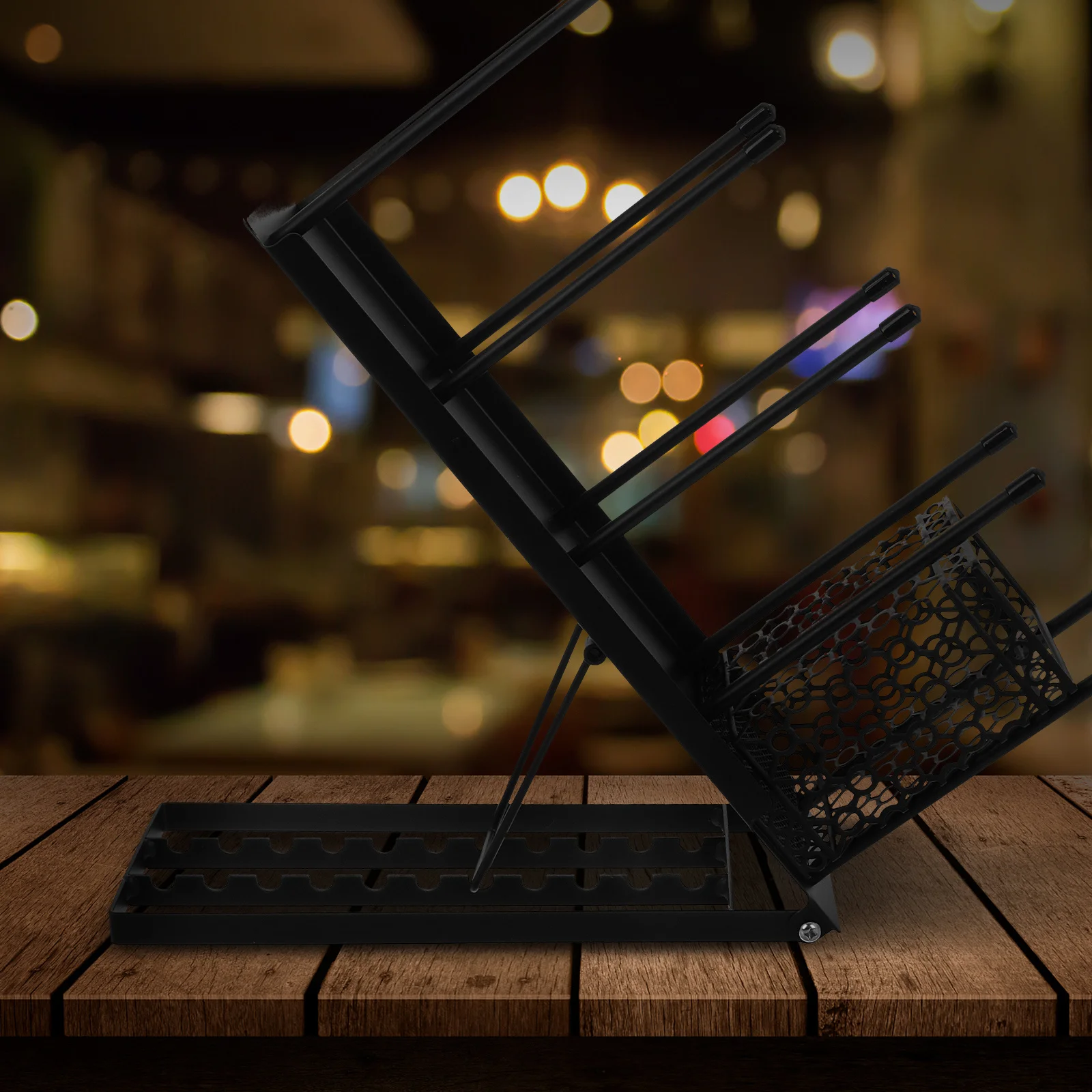 

4-х отделений, подставка для кофейных чашек, металлическая крышка, держатель для соломы, диспенсер, органайзер, аксессуары для кофейни, держатель для бумажных стаканчиков