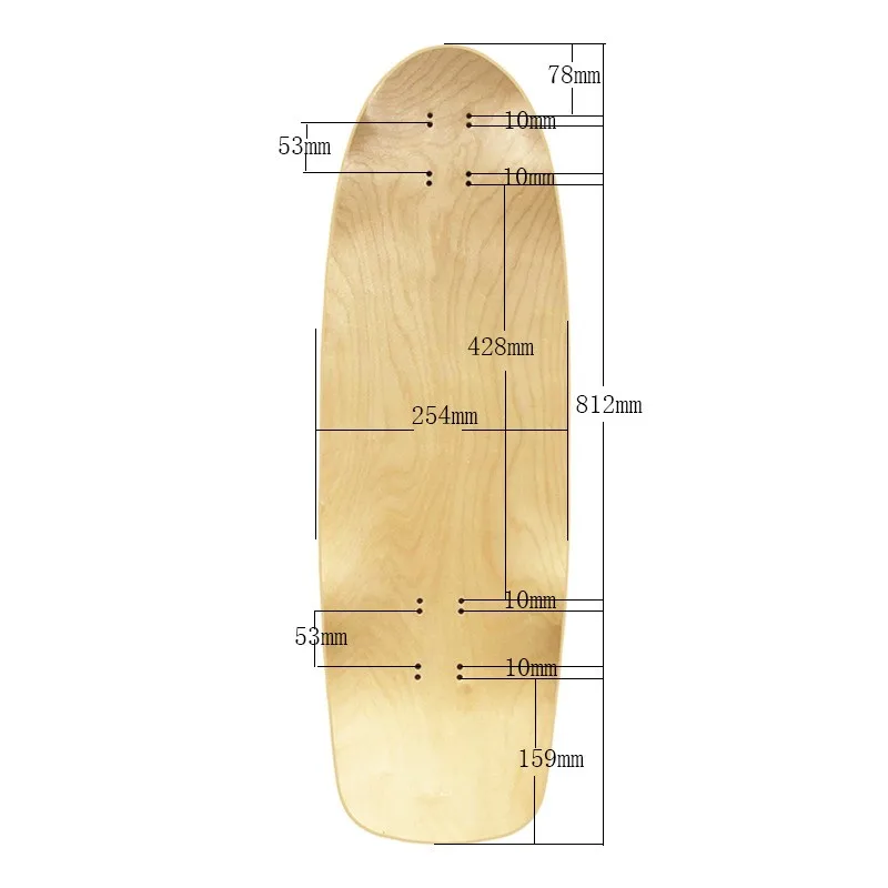 32*10 inch surf skate deck canandian maples skateboard deck 8 holes diy pro quality clear varnish both side