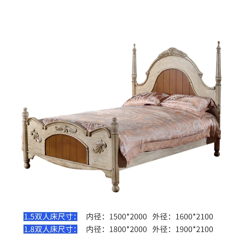 

Кровать в американском стиле в стиле ретро, кровать из цельного дерева, мебель в американском стиле для двух человек с массивом дерева, простота M, вторая спальня