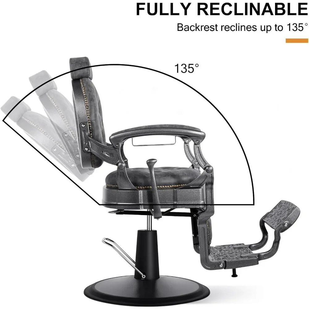 Ретро парикмахерское кресло, сверхмощные парикмахерские кресла, винтажное кресло для салона, гидравлическое откидное оборудование для салона красоты и спа