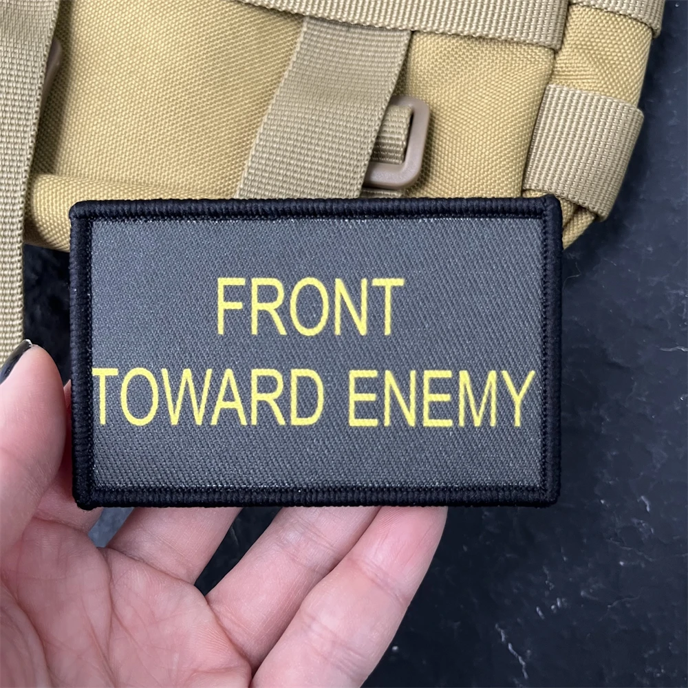 Front Toward Enemy Claymore Morale Tactical Patch Military Army Badge Printed Hook and Loop Armband Backpack Sticker for Clothes