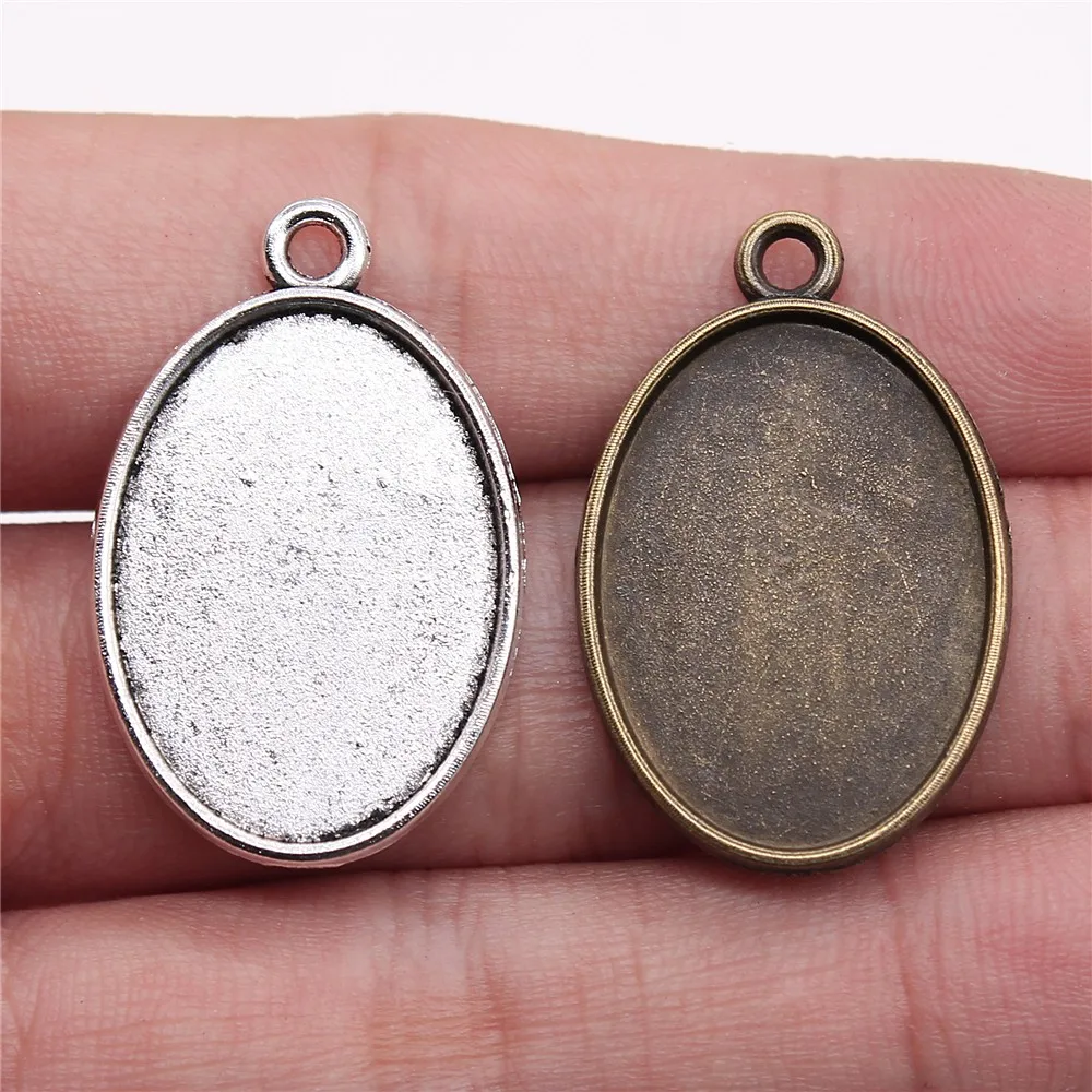 10pcs 13x18mm 18x25mm Inner Size Simple Oval Shape Zinc Alloy Cameo Cabochon Base Setting Pendant