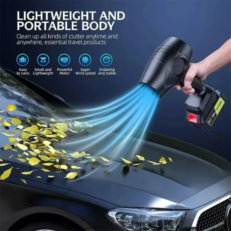 Peniup Salju Bertenaga Tinggi untuk Pembersihan Debu Mobil, Peniup Genggam Baterai Lithium Tanpa Kabel, Kipas Turbo Kuat