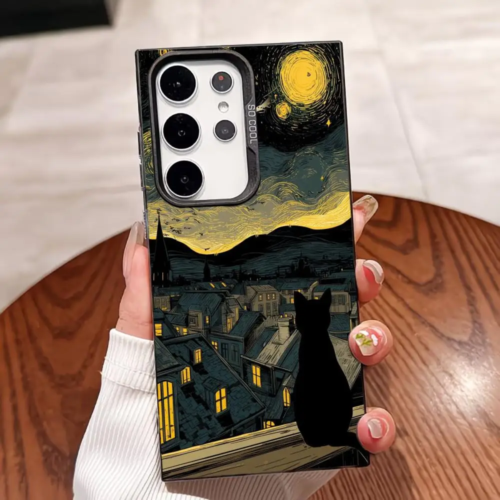 The cat on the roof Highend Exquisite Light Luxury Phone Case PhoneCase for Samsung Galaxy S26 S25 S24 S23 S22 S21 FE,Ultra,Plus