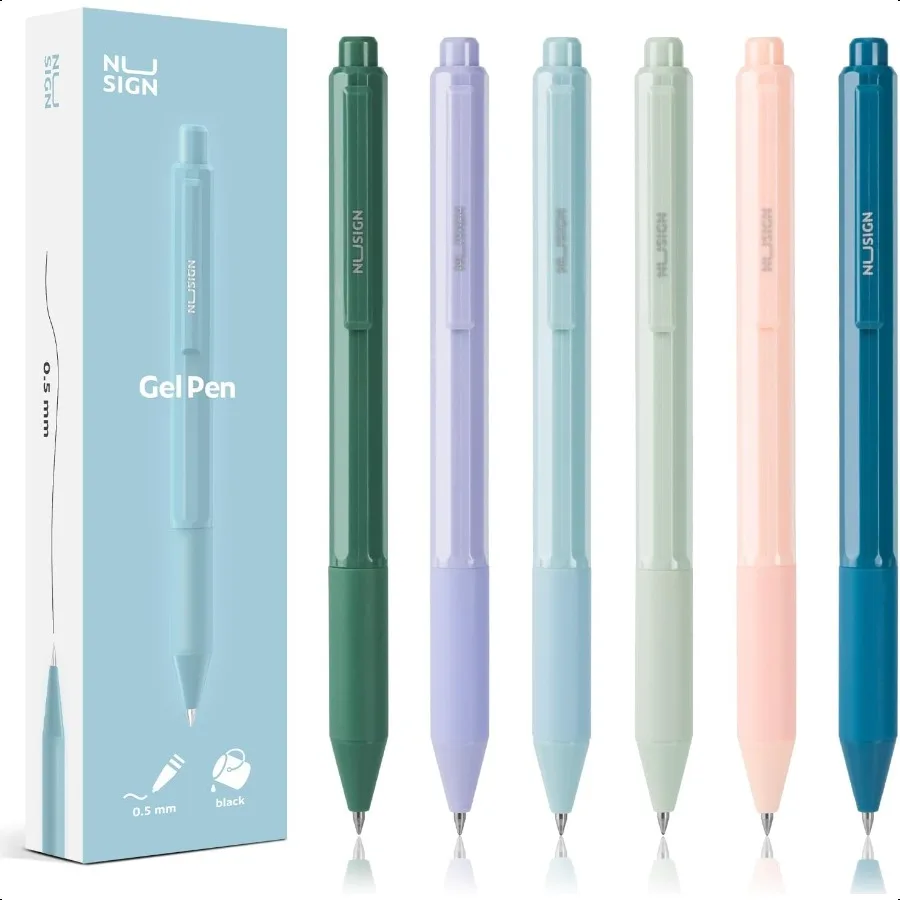 

Gel Pens 6 Pcs 0.5mm Black Ink Pens Fine Point Smooth Writing HighEnd for Journaling Note Taking Cute Office School plies Gifts