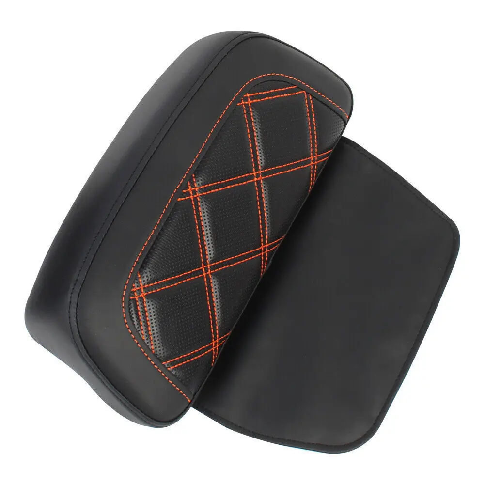Motorcycle Orange Stitching Razor Chopped Pack Trunk Backrest Pad For Harley Touring Road Street Electra Glide Road King 14-UP
