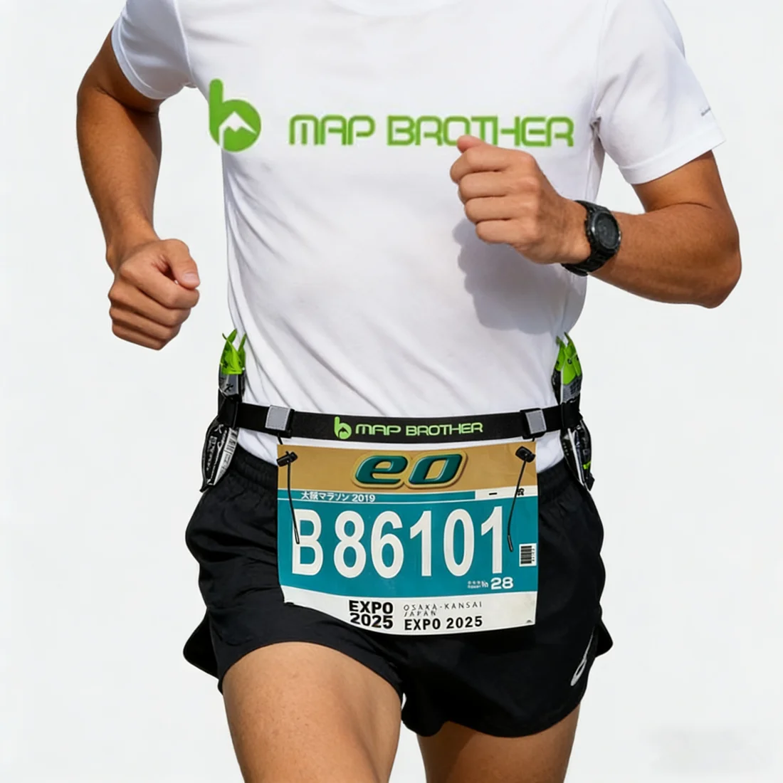 

Пояс-держатель для номеров MAP BROTHER Unisex Running Race 6 Loops, светоотражающий, для триатлона, марафона, велоспорта, мотоспорта, M3020