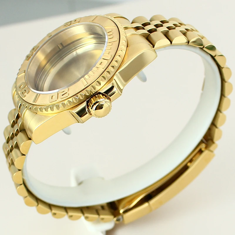 Waterproof 40mm Case Sapphire Crystal For NH35 NH36 NH34 4R36 Miyota 8215 Eta 2824 Gold Watch Case 20mm Stainless Steel Bracelet