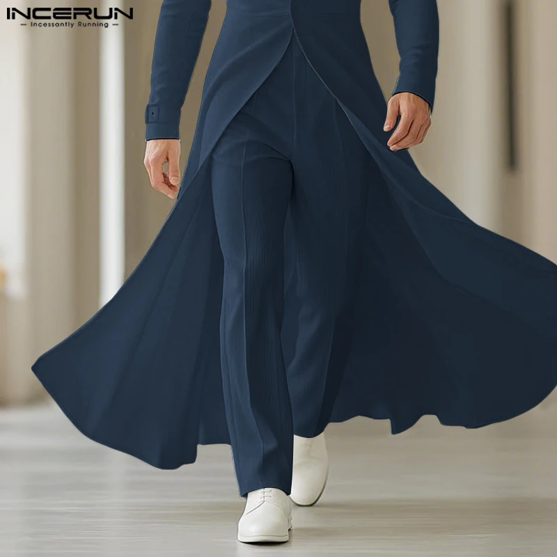 INCERUN Men Corduroy Pants Solid Color Button Joggers Casual Straight Trousers Men Streetwear 2025 Fashion Male Long Pants S-5XL