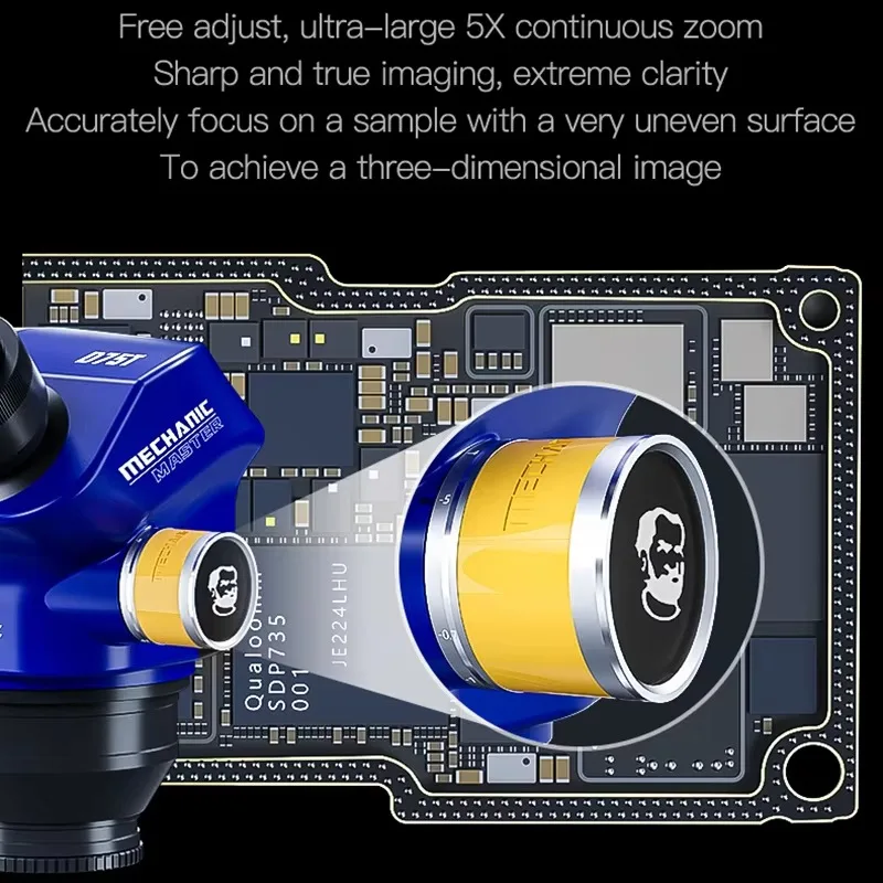 D75T Trinocular Stereo Microscope Continuous Zoom 7-50X 45 Degree Mobile Phone PCB Soldering Repair Tool for Electronics Repair
