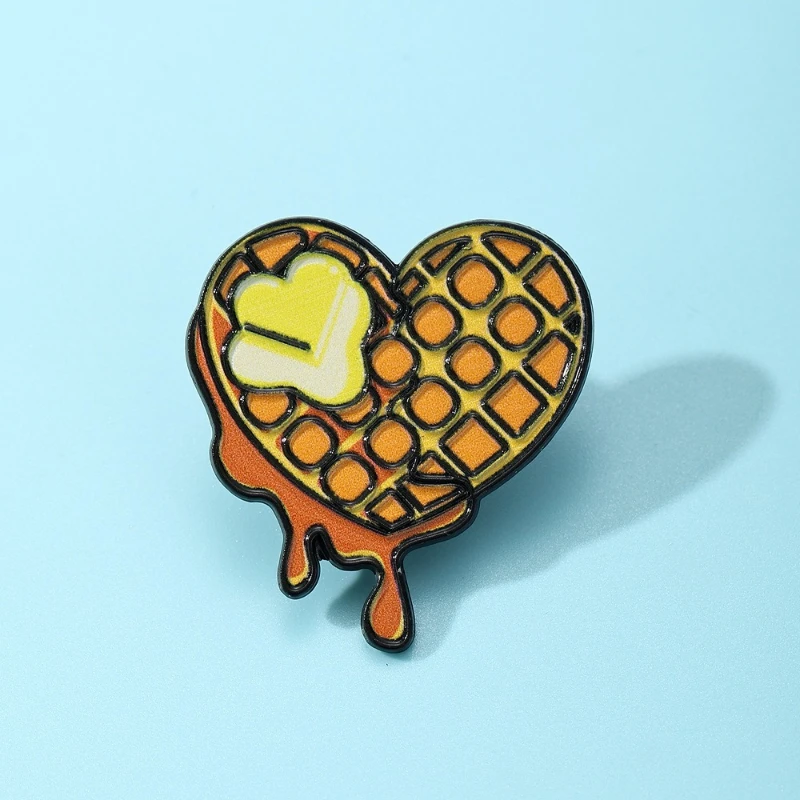Love Heart Butter Dripping Cookie Shape Brooches Metal Enamel Pins Badges DIY Clothing Bags Hat Scarf T-shirt Jeans Accessories