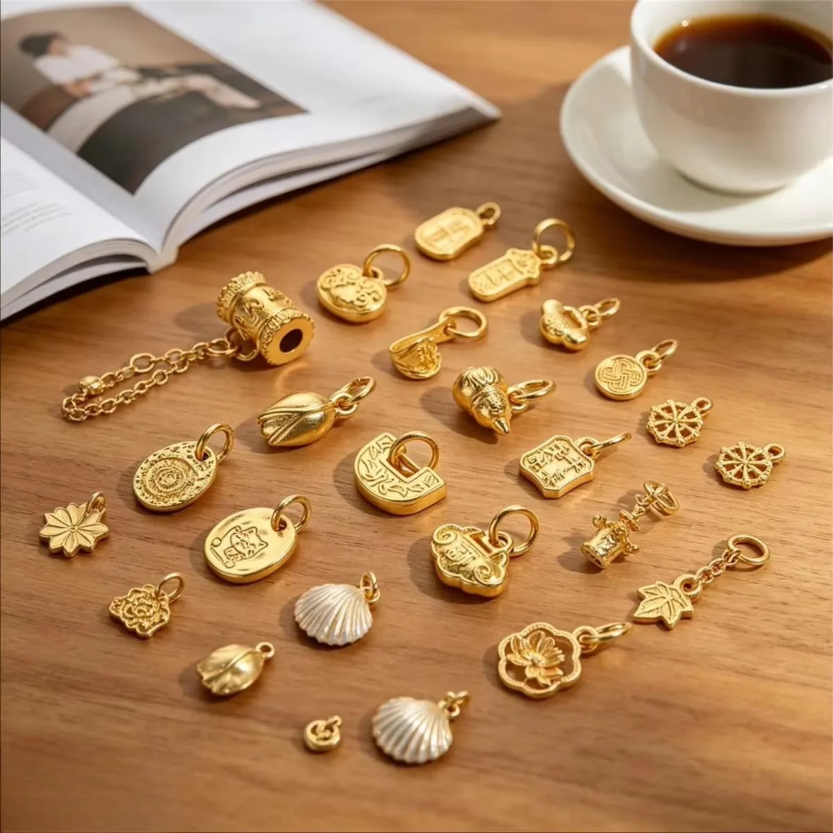 Vietnam Sand Gold Charms Blessing Tag Peace Joy Ruyi Lotus Seedpod Gourd Bell Pendants DIY Bracelet Necklace Jewelry Findings
